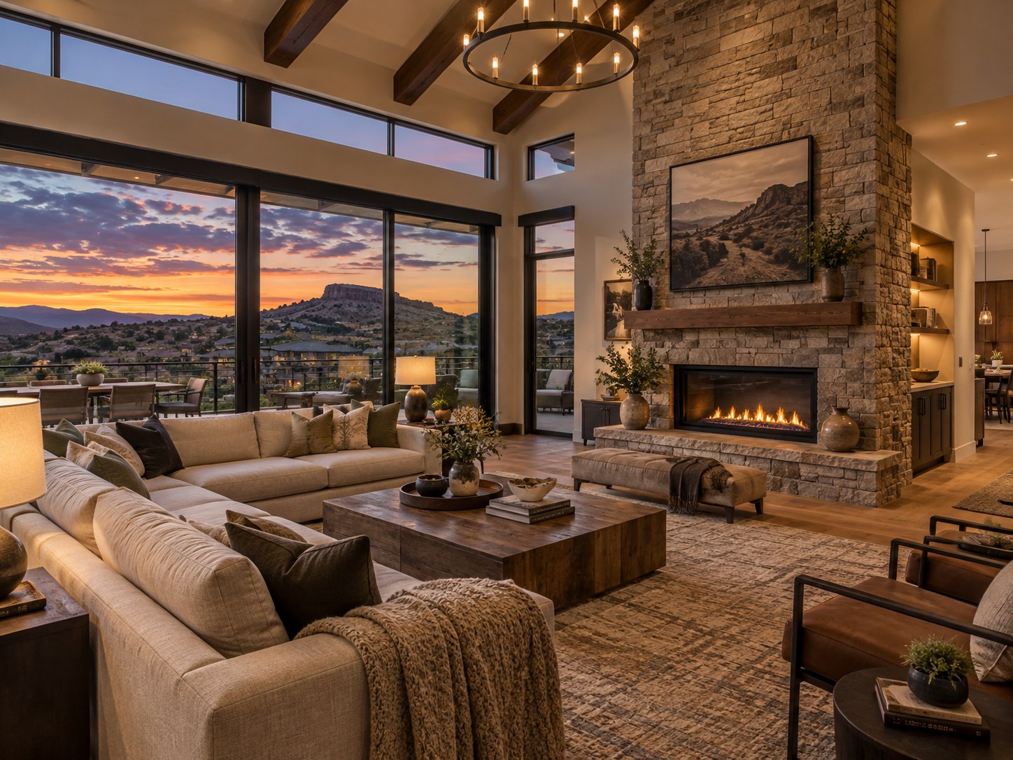 Warm modern Colorado living room