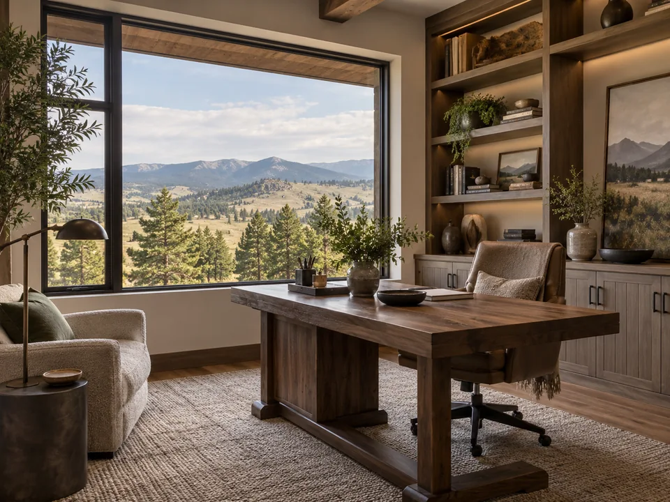 Editorial Colorado luxury-home interior illustrating buyer and private-search planning for Arvada