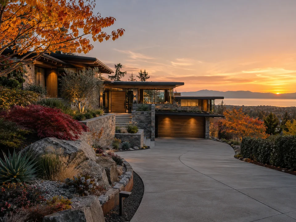 Editorial hillside home and foothill-view scene illustrating Beverly Heights setting