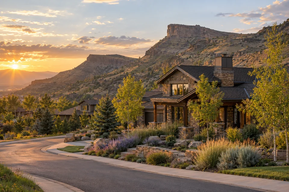 Editorial residential scene representing Golden, Colorado