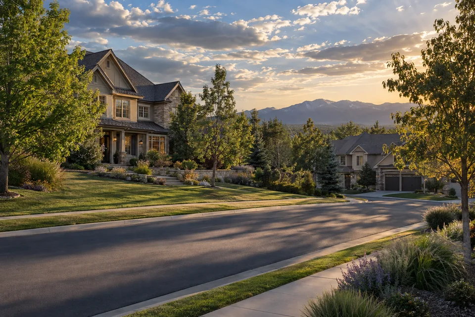 Established Colorado residential neighborhood editorial image