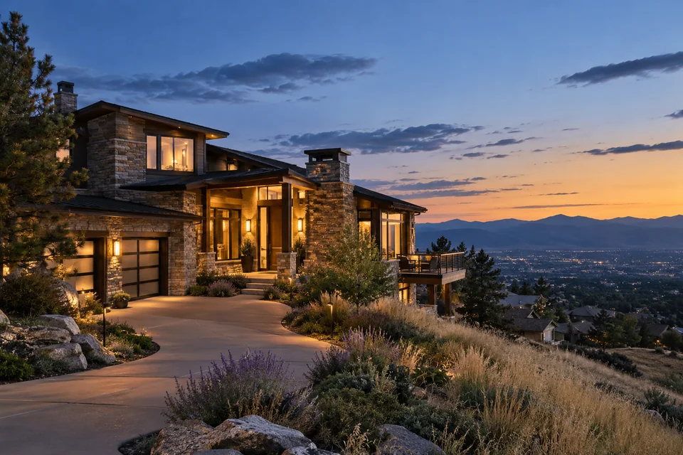Colorado foothills neighborhood editorial image