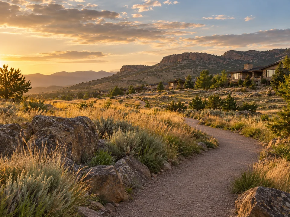 Editorial Golden-area foothills and mesa landscape