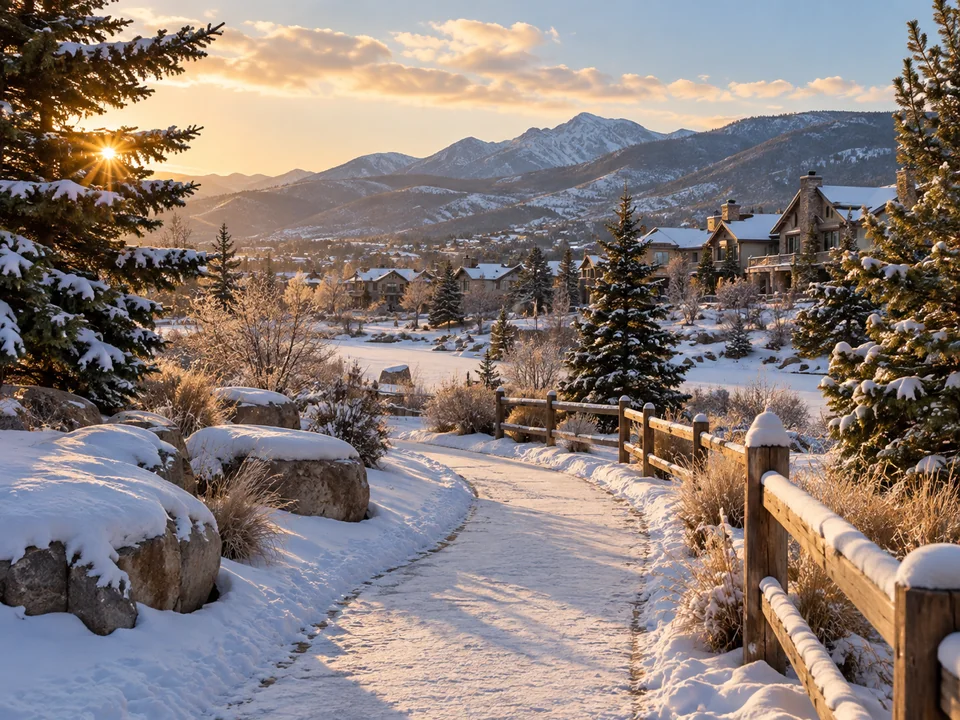 Editorial foothills trail scene illustrating Golden outdoor lifestyle