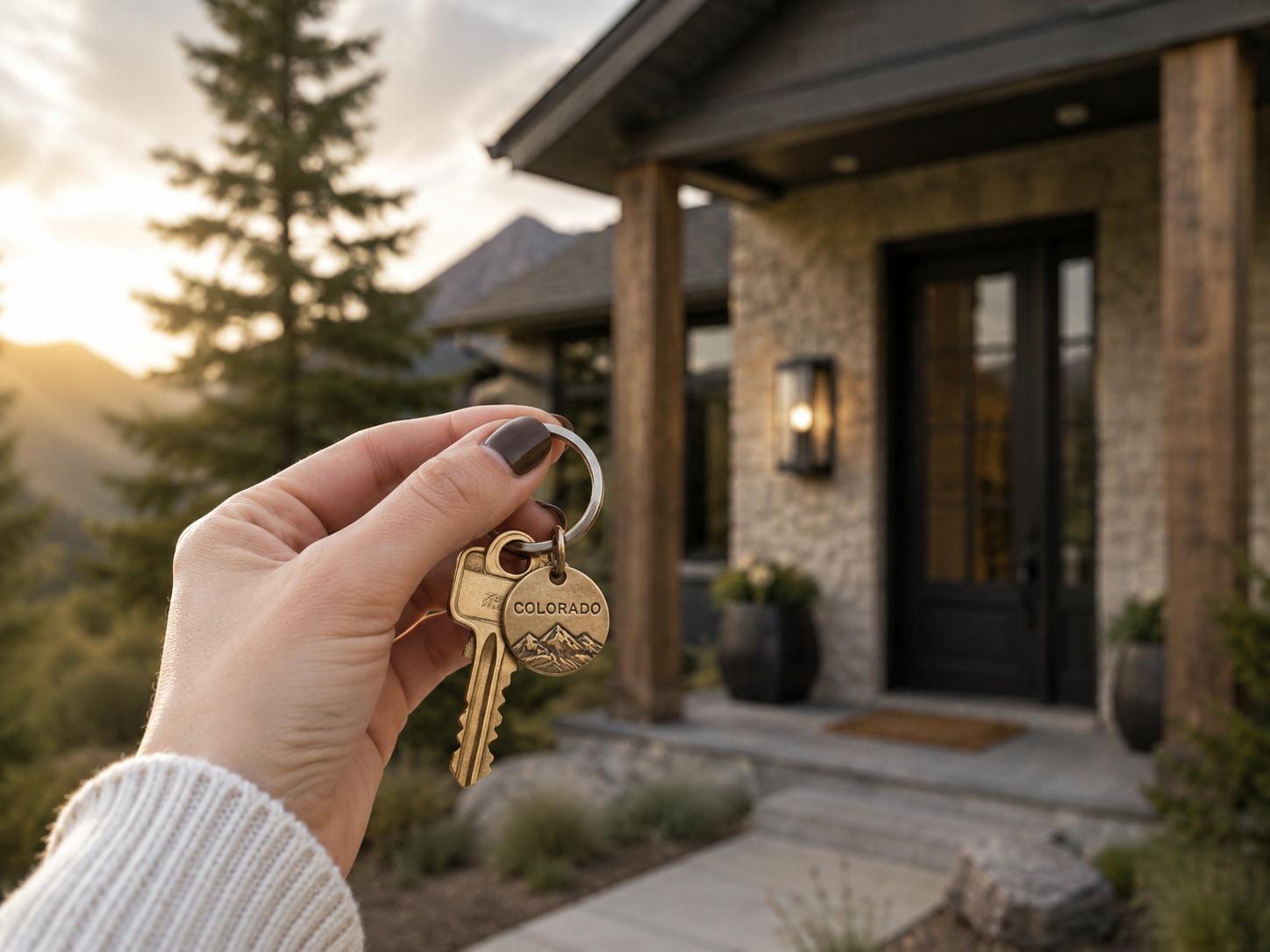 Colorado home keys in front of a home